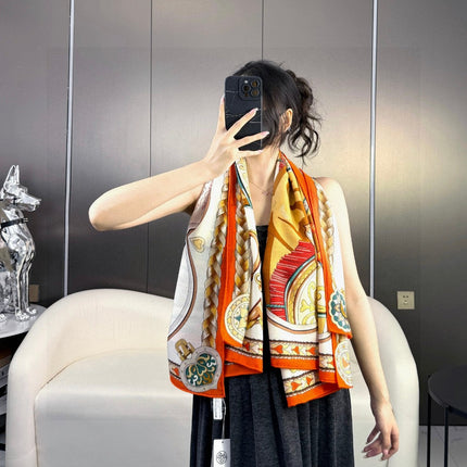 HERMES 25S SCARF 135 IN CASHMERE SILK 730647