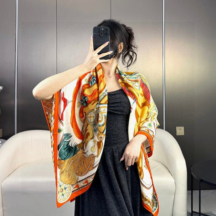 HERMES 25S SCARF 135 IN CASHMERE SILK 730647