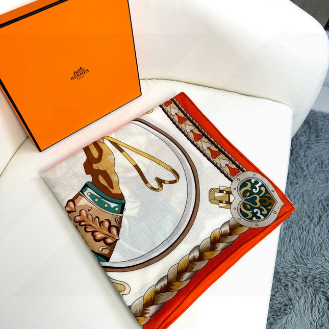 HERMES 25S SCARF 135 IN CASHMERE SILK 730647