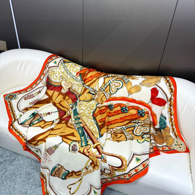 HERMES 25S SCARF 135 IN CASHMERE SILK 730647