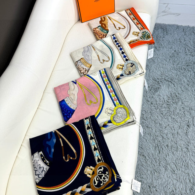 HERMES 25S SCARF 135 IN CASHMERE SILK 730647