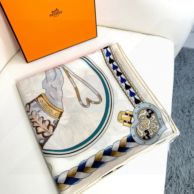 HERMES 25S SCARF 135 IN CASHMERE SILK 730649