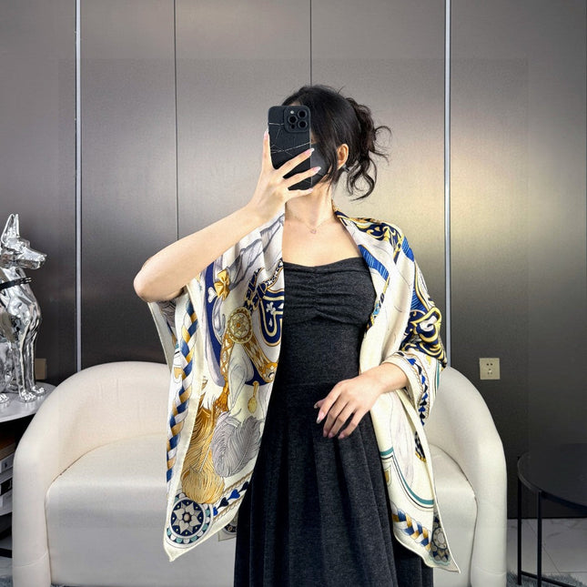 HERMES 25S SCARF 135 IN CASHMERE SILK 730649