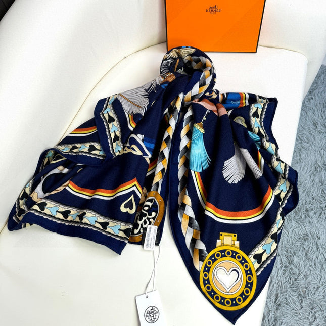 HERMES 25S SCARF 135 IN CASHMERE SILK 730650