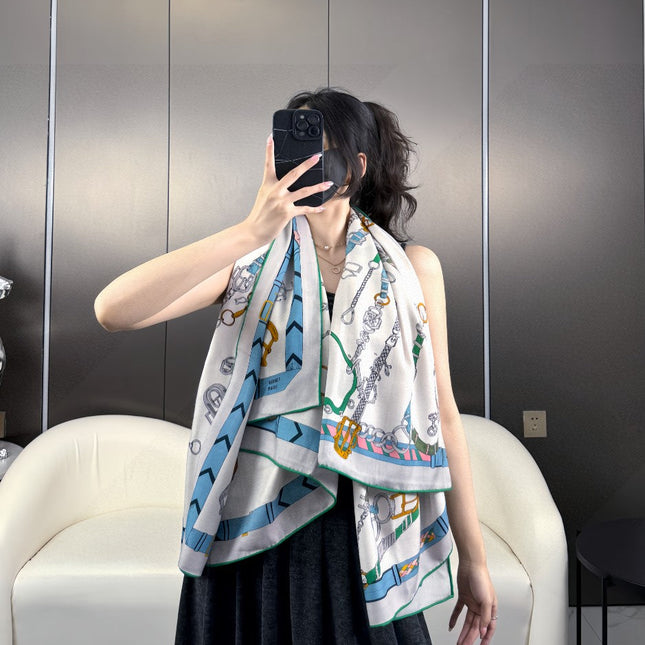 HERMES 25S SCARF 135 IN CASHMERE SILK 737308