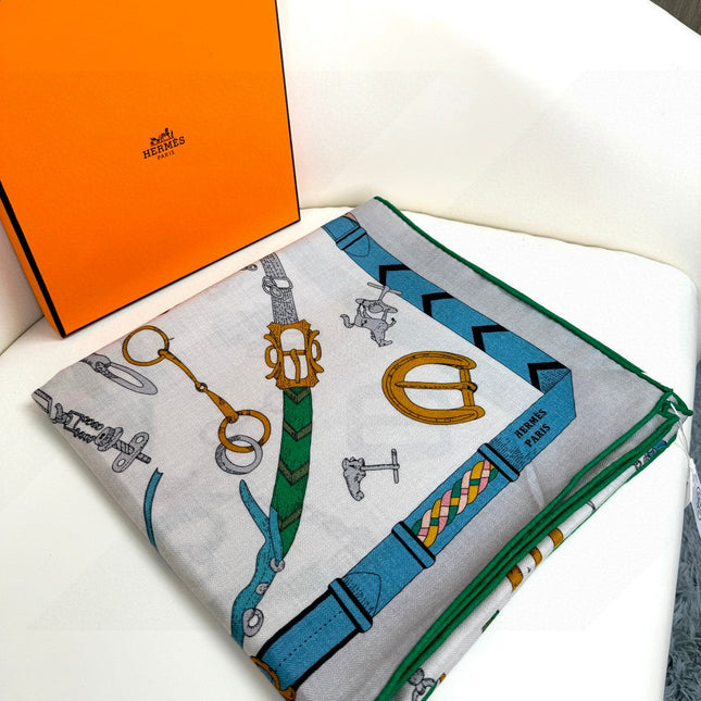 HERMES 25S SCARF 135 IN CASHMERE SILK 737308