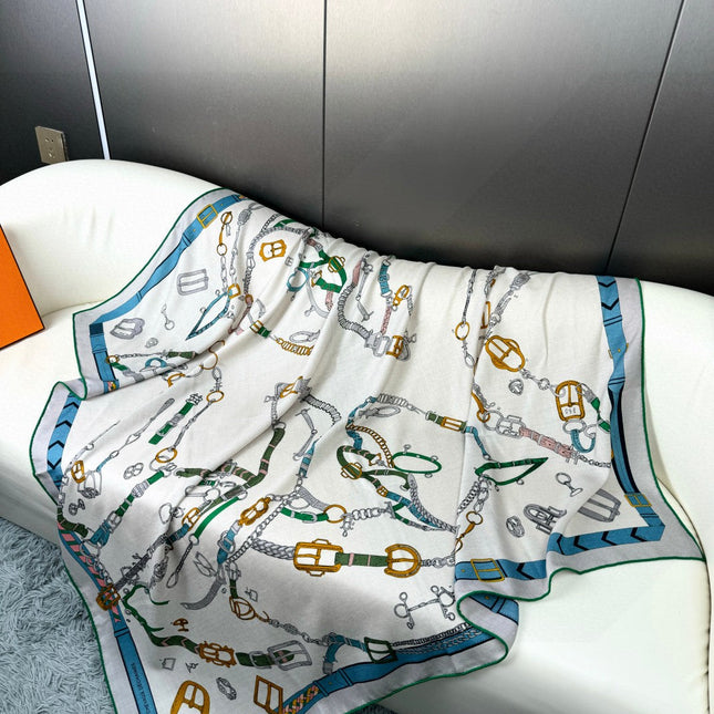 HERMES 25S SCARF 135 IN CASHMERE SILK 737308