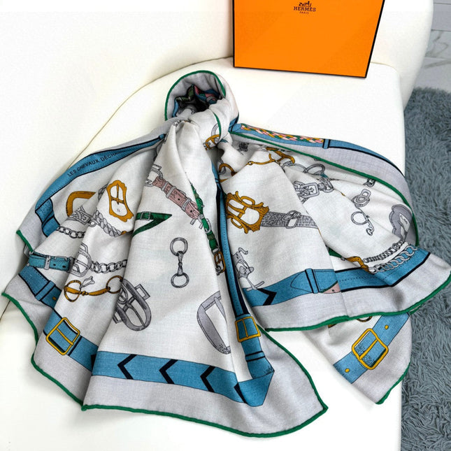 HERMES 25S SCARF 135 IN CASHMERE SILK 737308