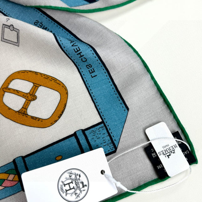 HERMES 25S SCARF 135 IN CASHMERE SILK 737308