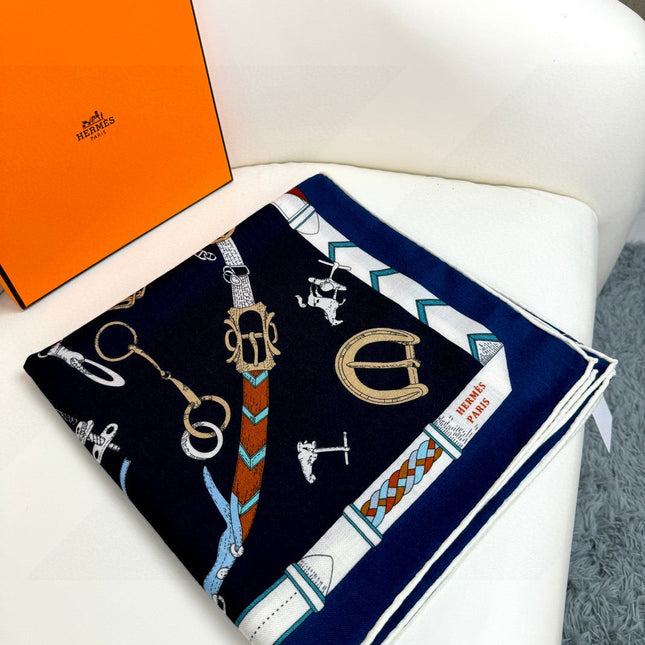 HERMES 25S SCARF 135 IN CASHMERE SILK 737309