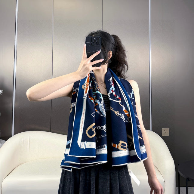 HERMES 25S SCARF 135 IN CASHMERE SILK 737309