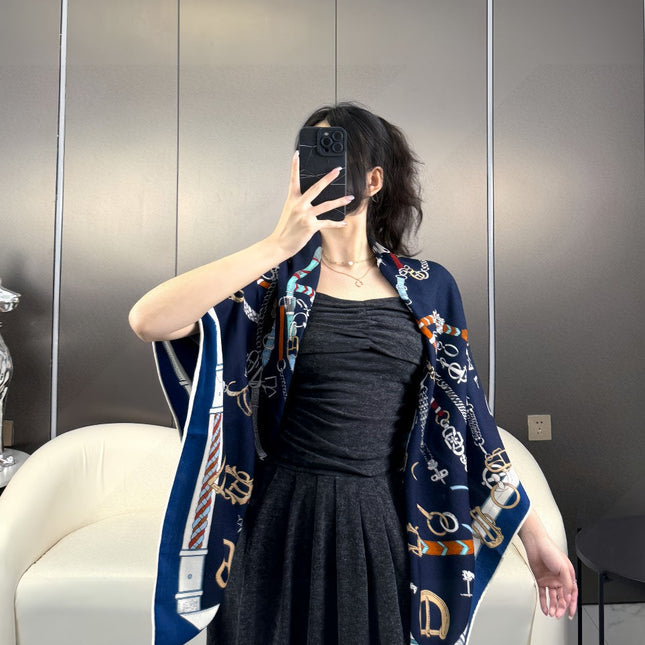 HERMES 25S SCARF 135 IN CASHMERE SILK 737309