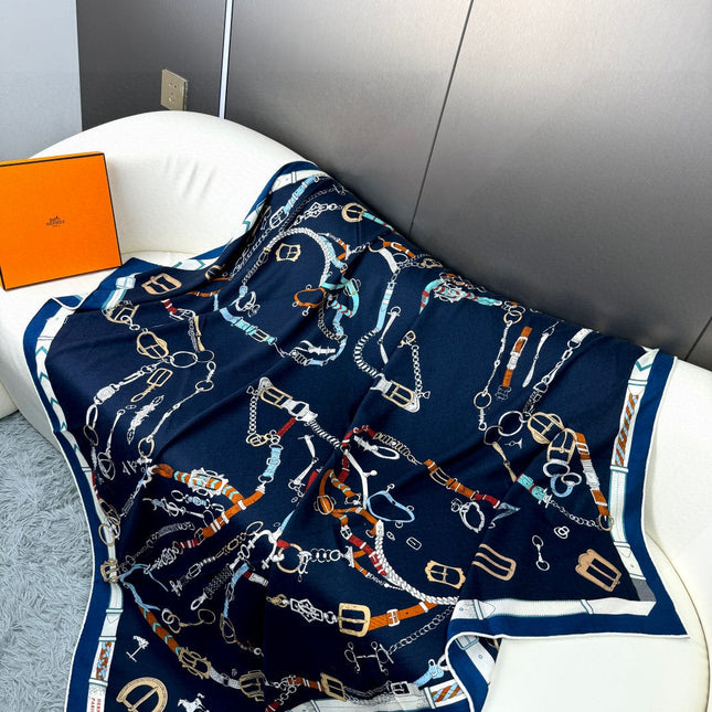 HERMES 25S SCARF 135 IN CASHMERE SILK 737309