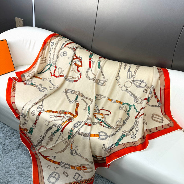 HERMES 25S SCARF 135 IN CASHMERE SILK 737310