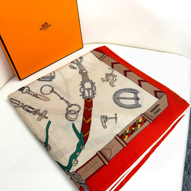 HERMES 25S SCARF 135 IN CASHMERE SILK 737310