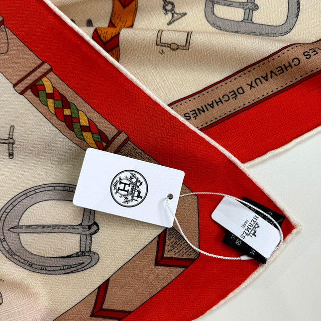 HERMES 25S SCARF 135 IN CASHMERE SILK 737310