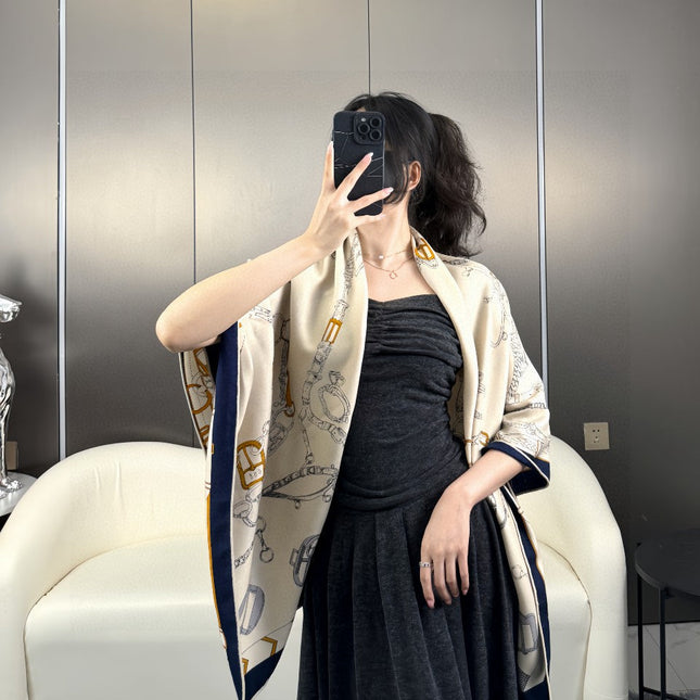 HERMES 25S SCARF 135 IN CASHMERE SILK 737311