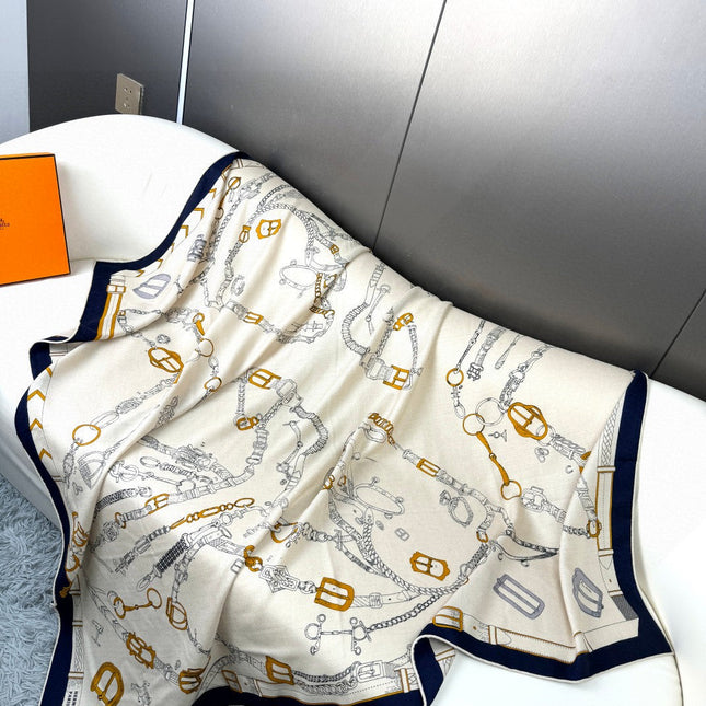 HERMES 25S SCARF 135 IN CASHMERE SILK 737311