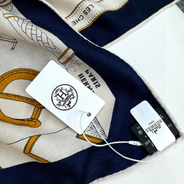 HERMES 25S SCARF 135 IN CASHMERE SILK 737311