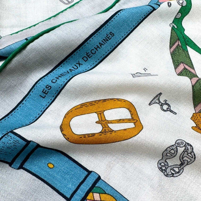 HERMES 25S SCARF 135 IN CASHMERE SILK 737308