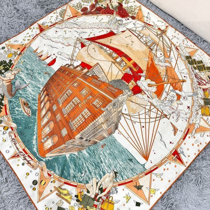 HERMES 25S SCARF 135 IN SILK AND CASHMERE 735831