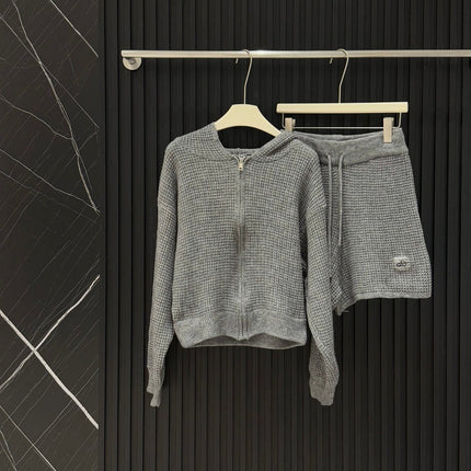 ALO KNIT CARDIGAN & SHORTS SET STYLE 33