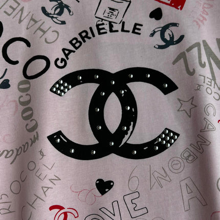 CHANEL PINK LOGO PRINT T-SHIRT