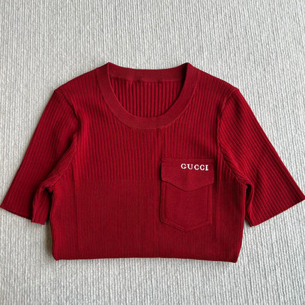 GUCCI SHORT-SLEEVE KNIT TOP 242808