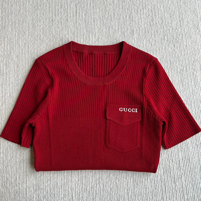 GUCCI SHORT-SLEEVE KNIT TOP 242808
