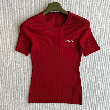 GUCCI SHORT-SLEEVE KNIT TOP 242808