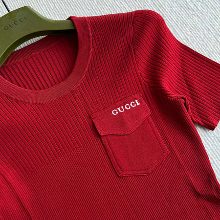 GUCCI SHORT-SLEEVE KNIT TOP 242808