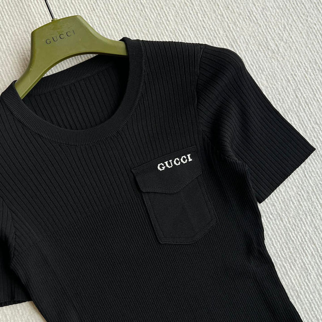 GUCCI SHORT-SLEEVE KNIT TOP 242809