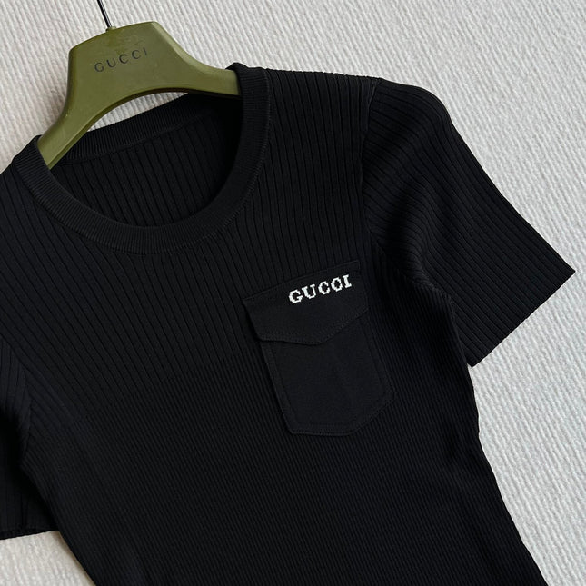 GUCCI SHORT-SLEEVE KNIT TOP 242809