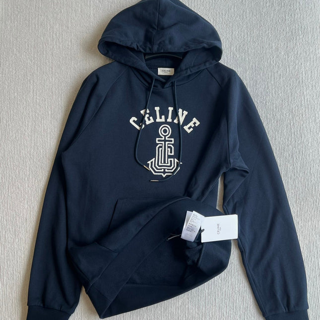 CELINE HOODED SWEATSHIRT WITH ANCHOR EMBROIDERY 275652