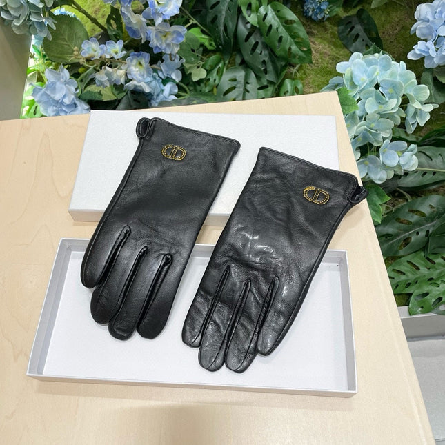 GLOVES WITH EMBROIDED LOGO IN BLACK LAMBSKIN 448220
