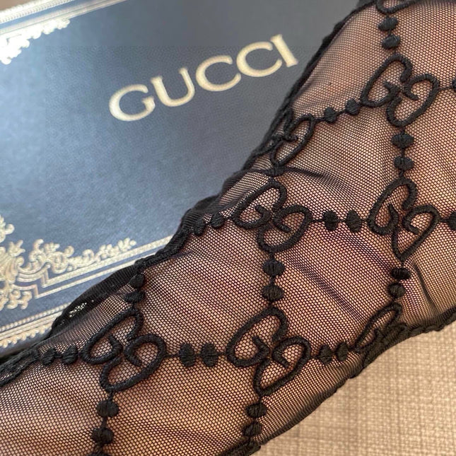 EMBROIDERED LACE MESH GLOVES BLACK 462433