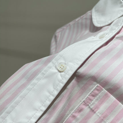 THOM VERTICAL STRIPE LONG-SLEEVE SHIRT IN PINK AND WHITE 246255