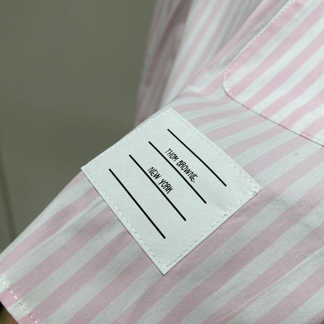 THOM VERTICAL STRIPE LONG-SLEEVE SHIRT IN PINK AND WHITE 246255