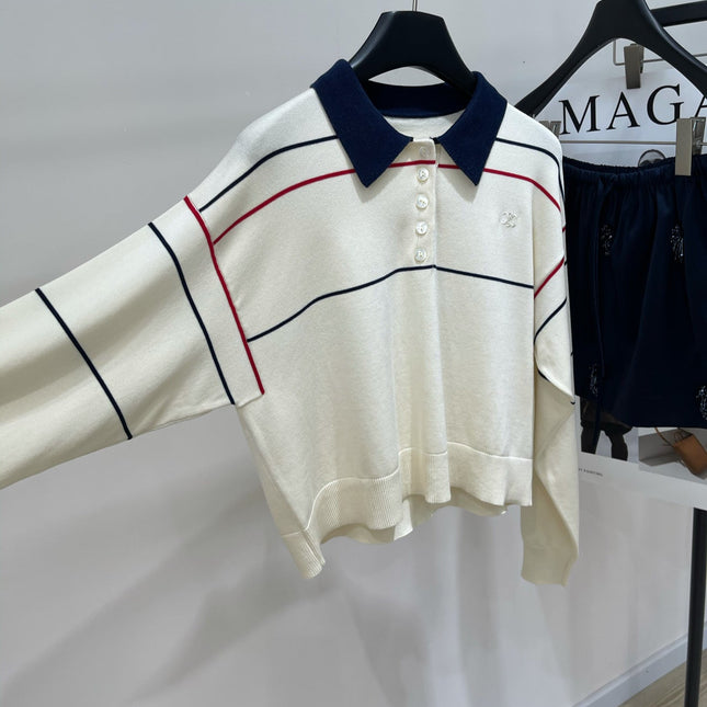 CELINE LONG-SLEEVE POLO SWEATER 275968