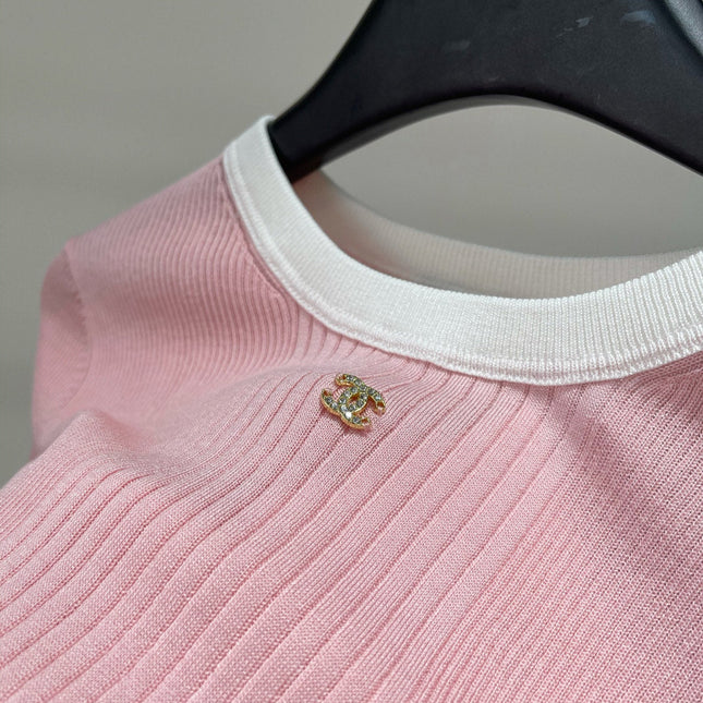 CHANEL SHORT-SLEEVE KNIT SWEATER 259270