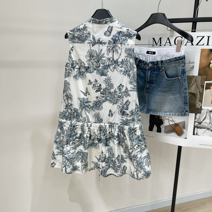 DIOR SLEEVELESS BLAZER DRESS WITH PALM TREE PRINT 267896