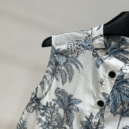 DIOR SLEEVELESS BLAZER DRESS WITH PALM TREE PRINT 267896