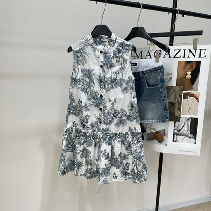 DIOR SLEEVELESS BLAZER DRESS WITH PALM TREE PRINT 267896