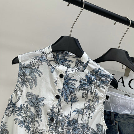 DIOR SLEEVELESS BLAZER DRESS WITH PALM TREE PRINT 267896