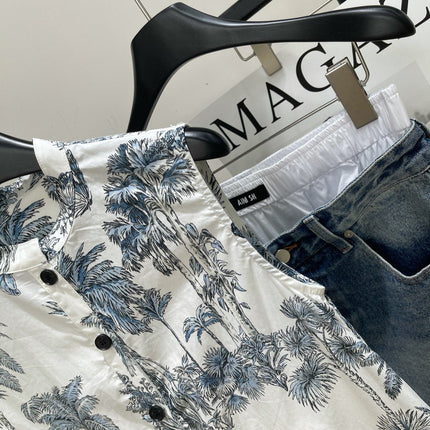 DIOR SLEEVELESS BLAZER DRESS WITH PALM TREE PRINT 267896