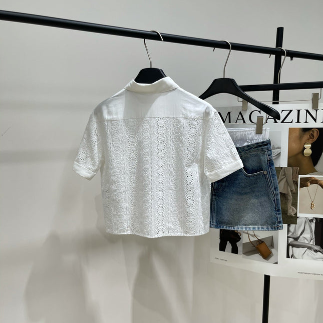 CELINE SHORT SLEEVE CUT-OUT SHIRT 273109