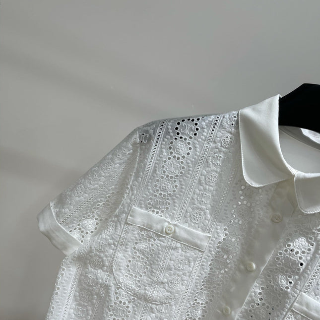 CELINE SHORT SLEEVE CUT-OUT SHIRT 273109