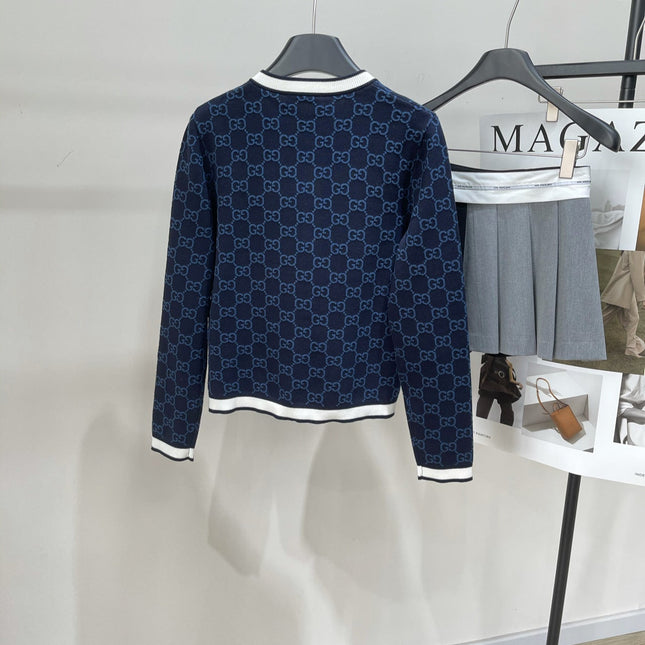 GUCCI CREW NECK CARDIGAN WITH WHITE TRIM 276013