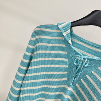 DIOR LONG-SLEEVE SWEATER WITH NAVY STRIPED COLLAR 275933