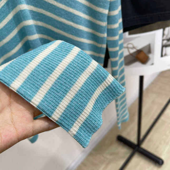 DIOR LONG-SLEEVE SWEATER WITH NAVY STRIPED COLLAR 275933